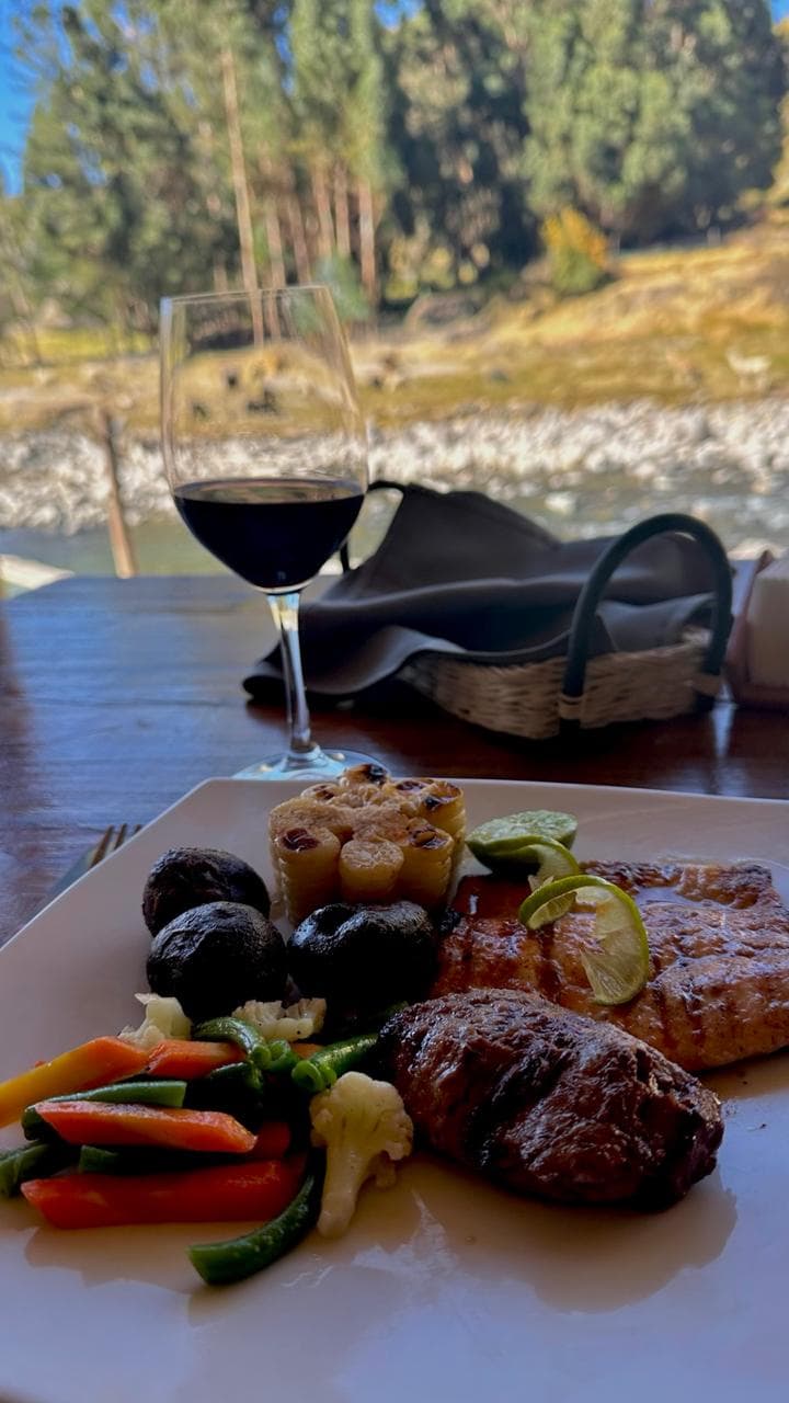steak and wine
