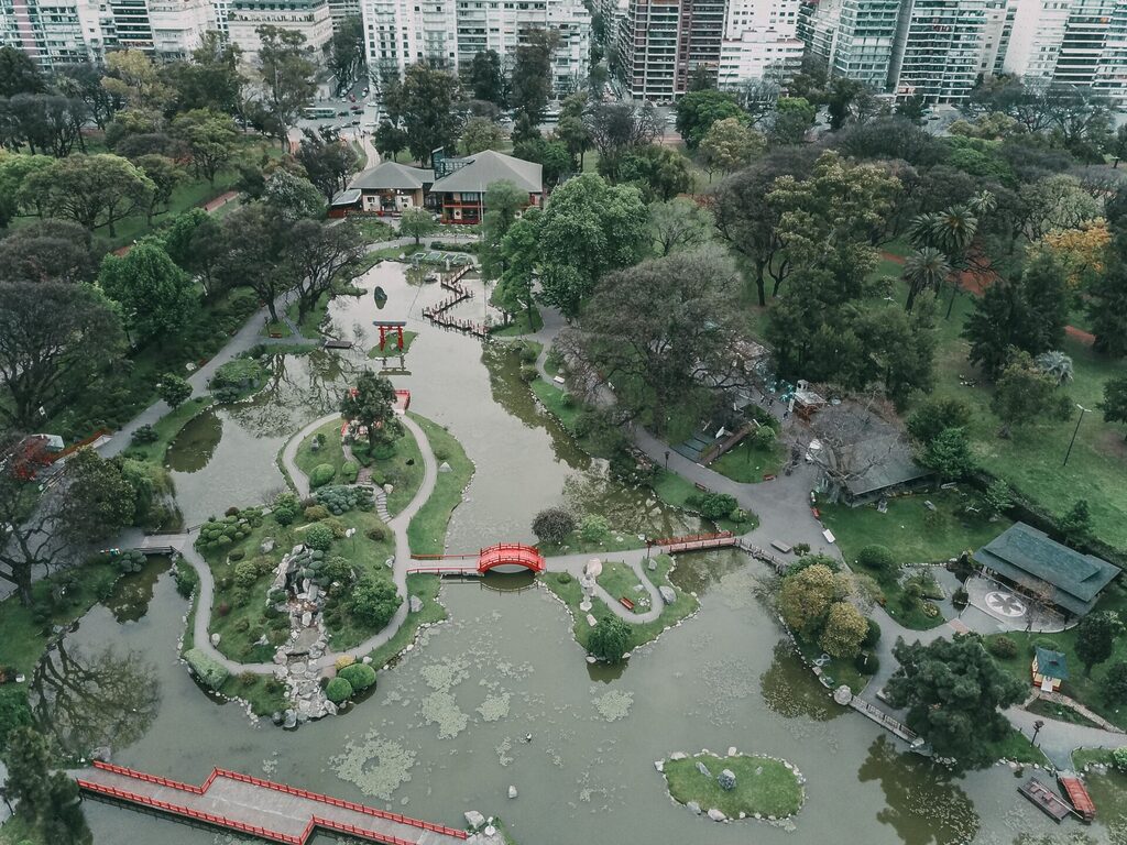 Aerial view of Buenos Aires Japanese Garden.