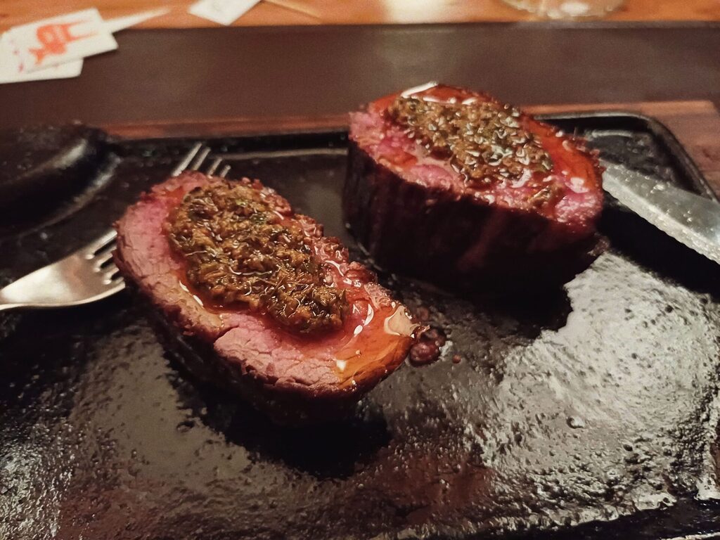 Perfectly cooked steak at The Argentine Experience