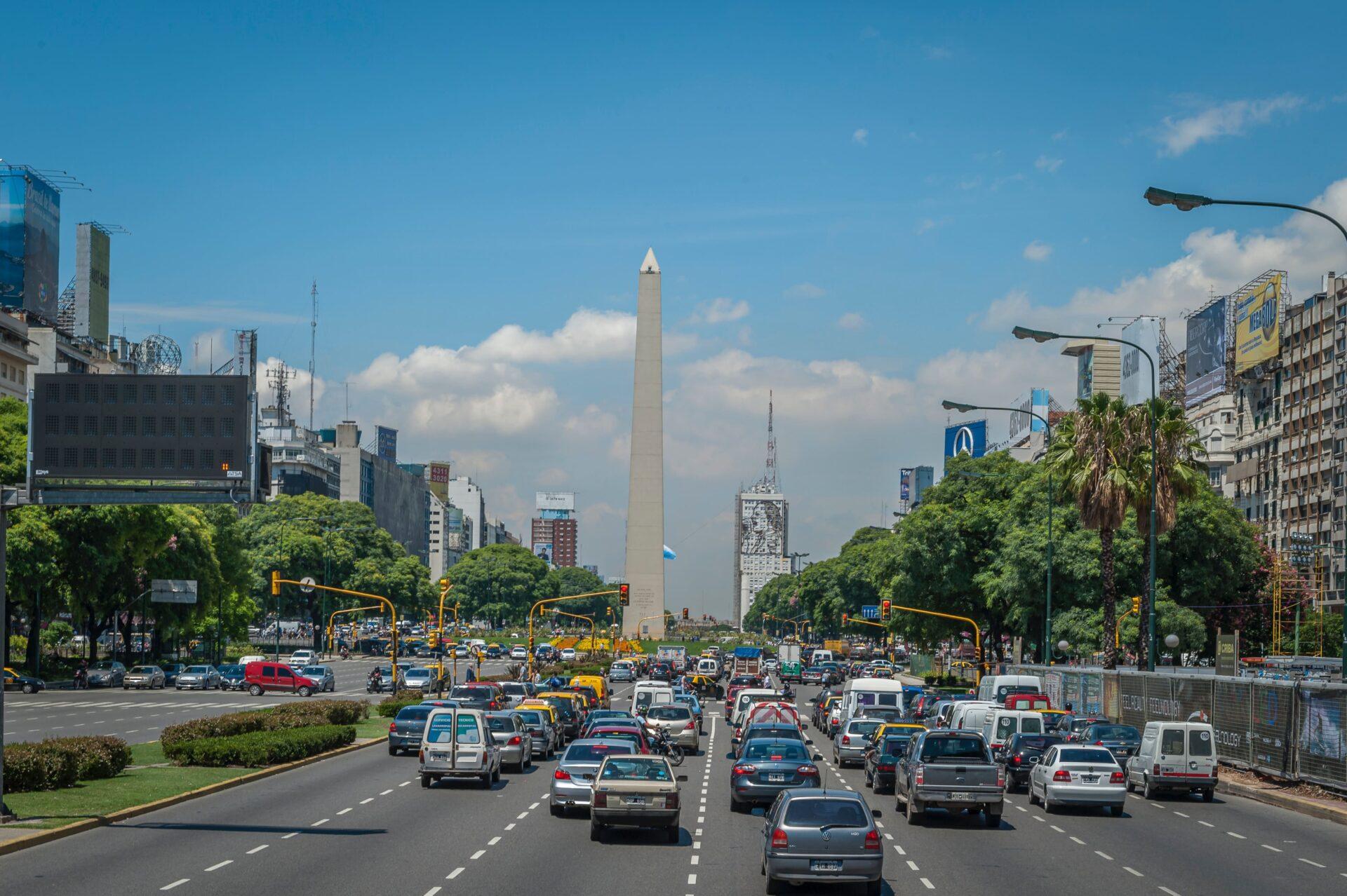 View of 9 de Julio Avenue with the Obelisco in the background.