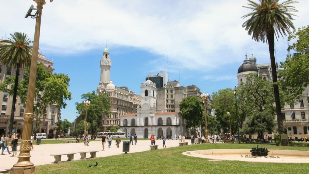 The Cabildo viewed from Plaza de Mayo Square.