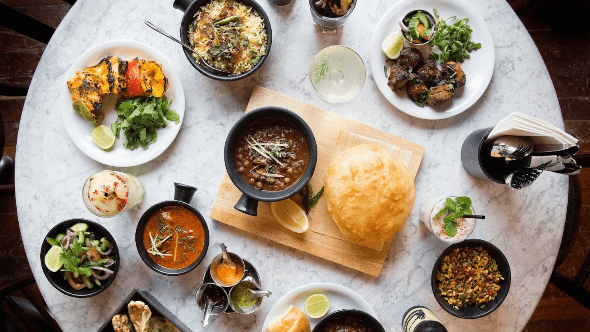 Typical dish table of Dishoom