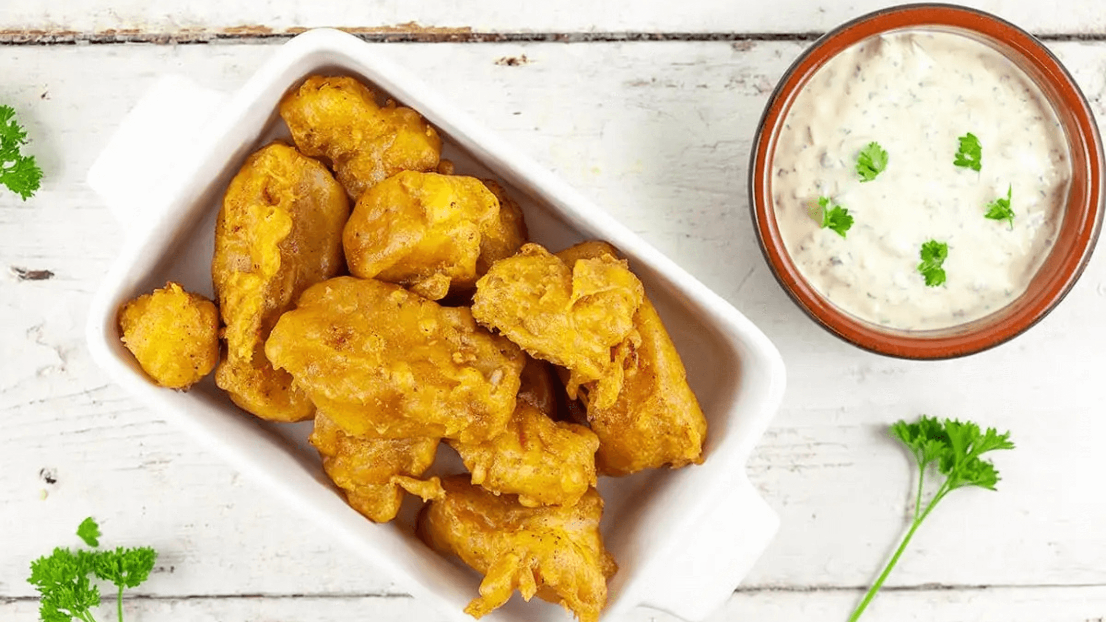 Dutch snack of battered and deep-fried fish pieces