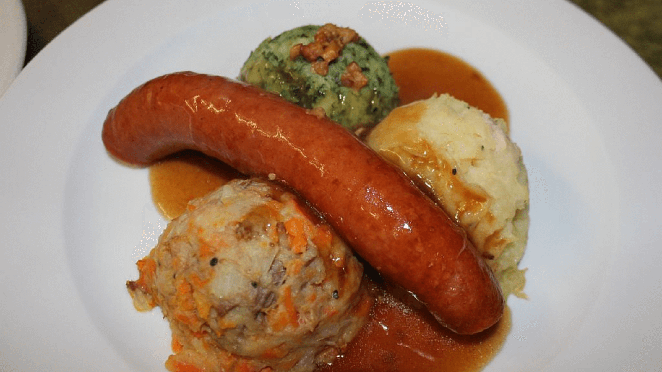 Typical Dutch sausage with mashed potatoes