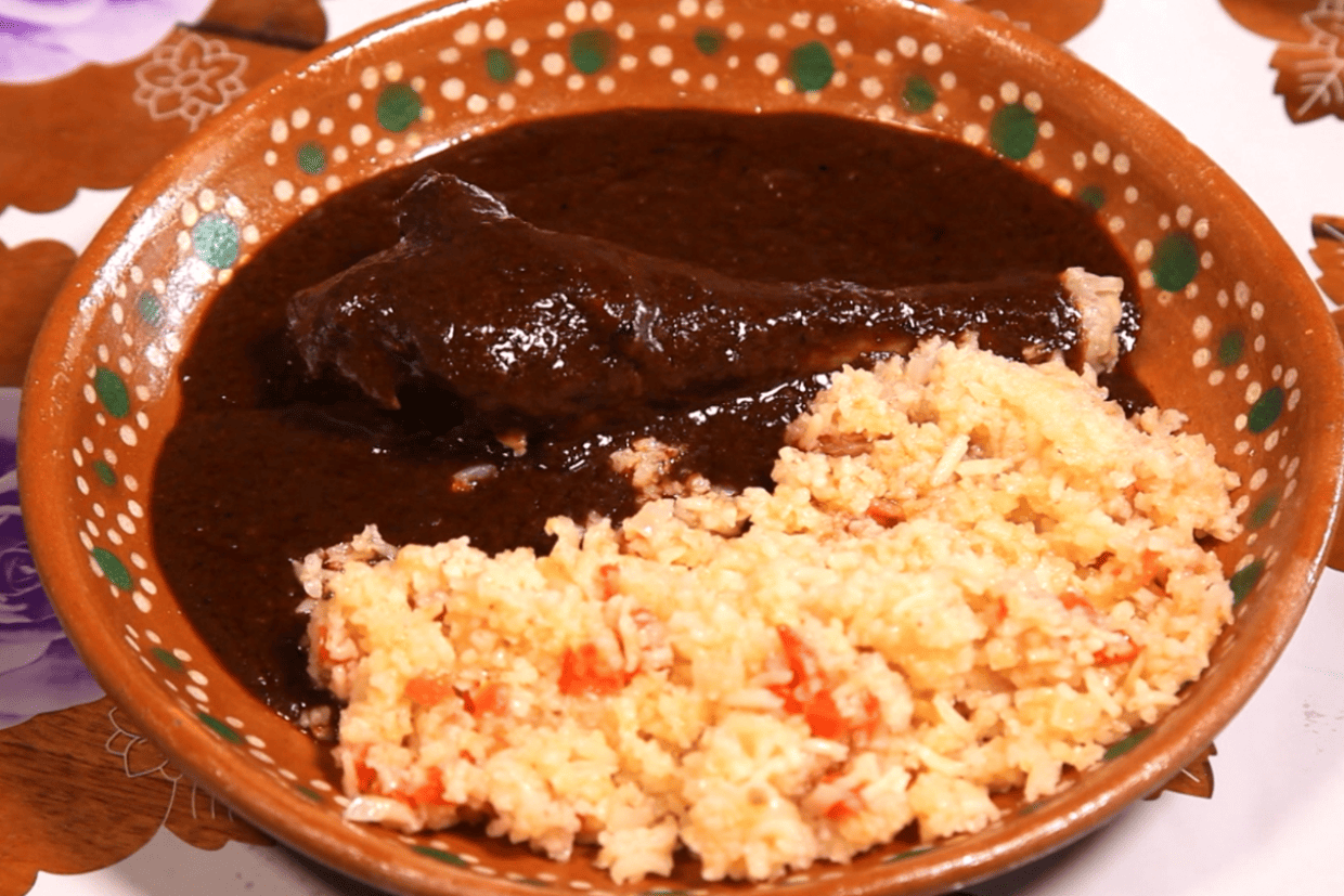 Mexican sauce made of dried chilies, spices, fruits, and seasonings.